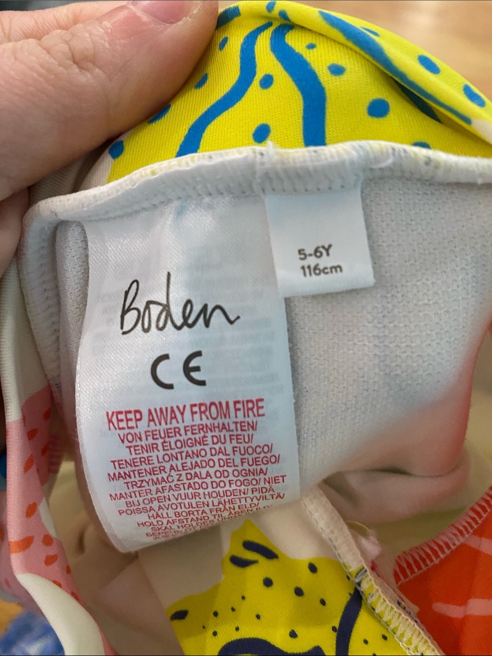 Mini Boden Kids One-Piece Swimsuit – White with Multicolored Sea Life Print - Picture 3 of 5